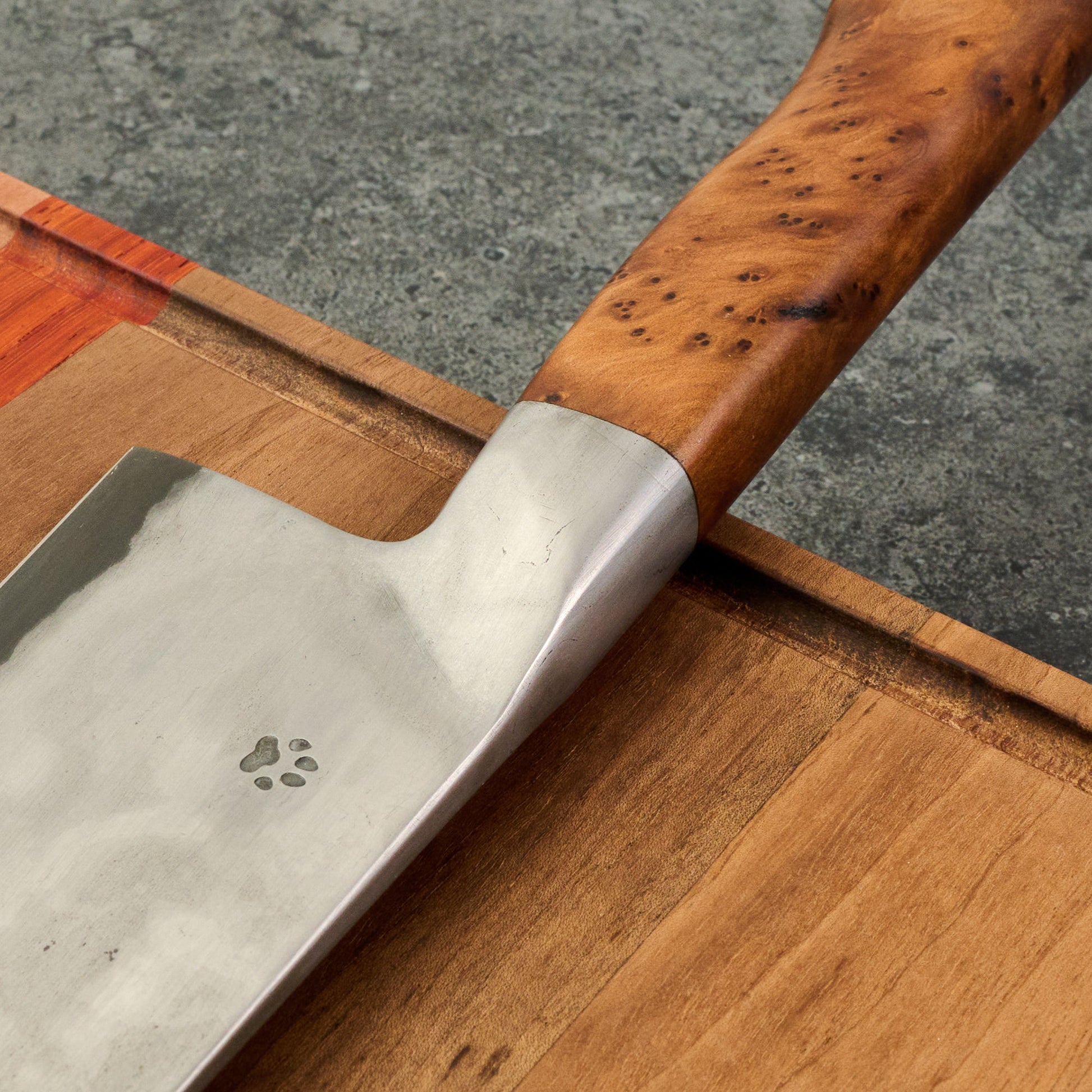 Gyuto 240mm Wrought Iron Clad 1.2519 Warikomi Integral – handle detail
