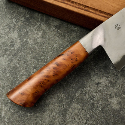 Gyuto 240mm Wrought Iron Clad 1.2519 Warikomi Integral – blade close-up