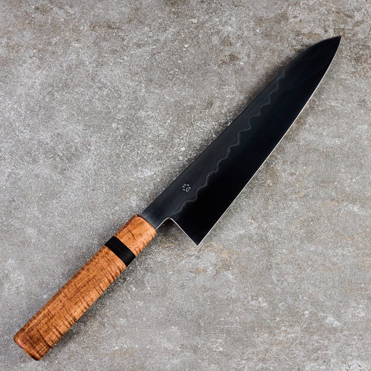 Gyuto 245mm Mizu Honyaki C105 Mirror, Tasmanian Blackwood & Ebony