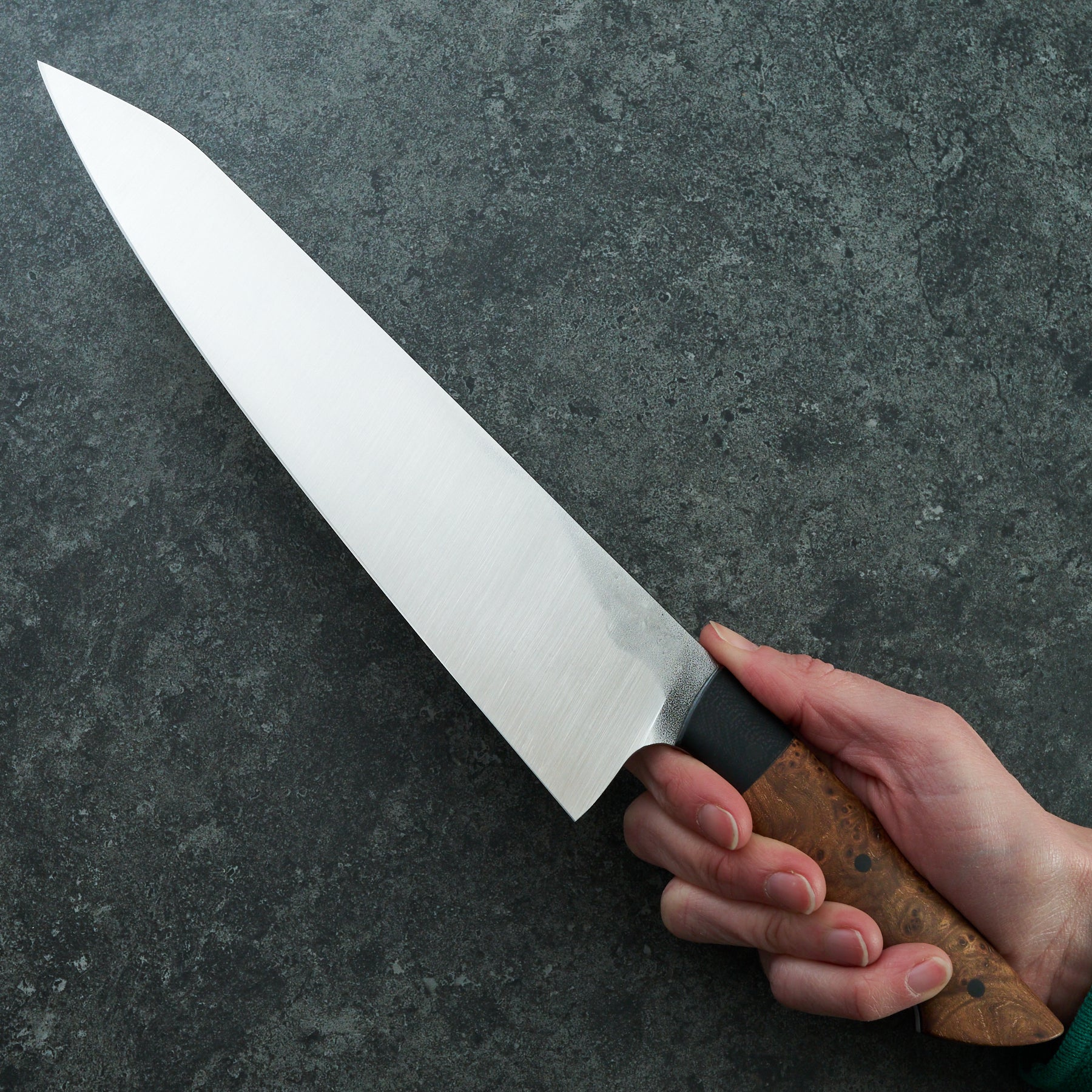 Gyuto 245mm Mono Apex Elm Burl & G10 – side profile
