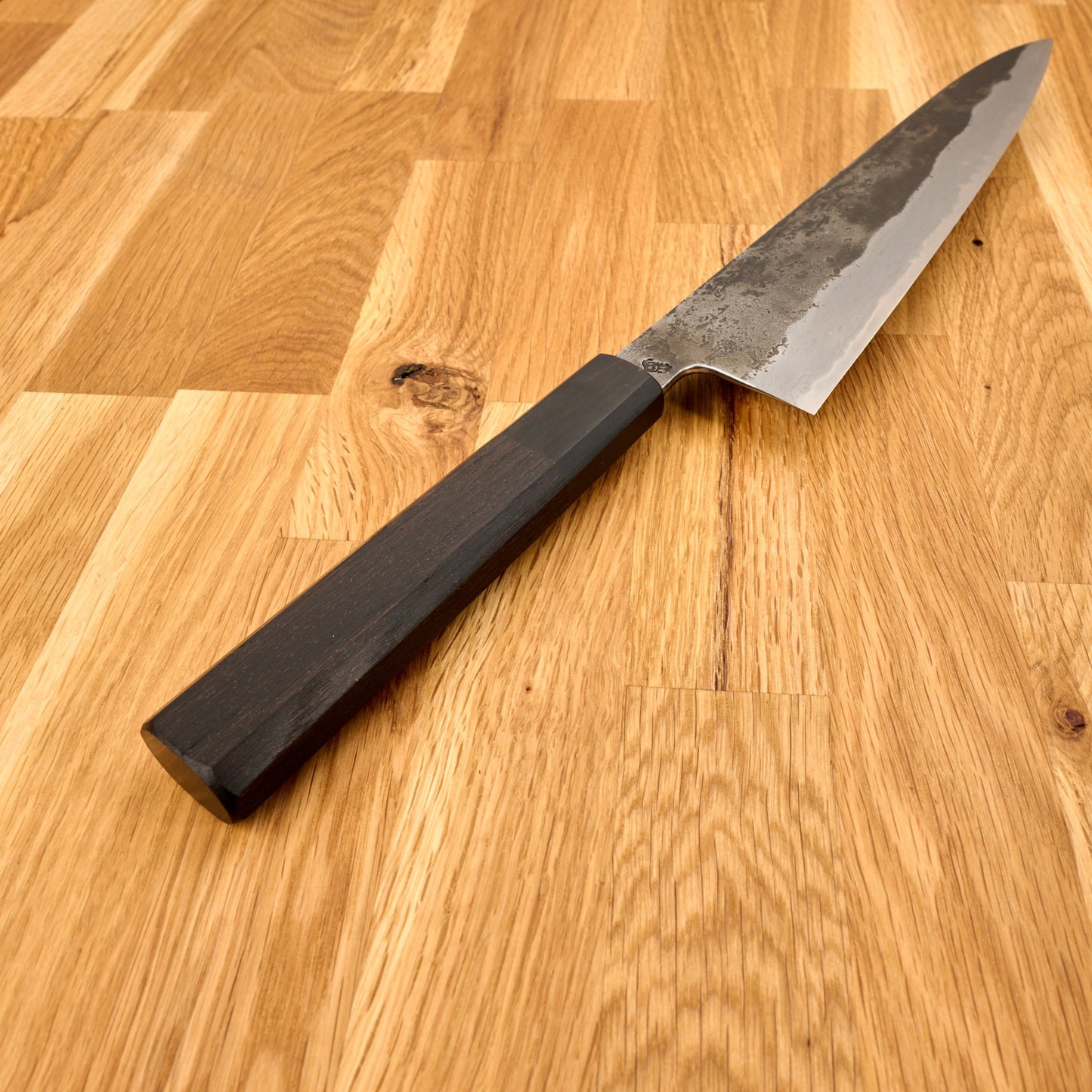 Gyuto 245mm Shirogami #1 Wrought Iron Clad Ku Kasumi – detail view