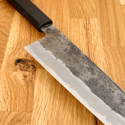 Gyuto 245mm Shirogami #1 Wrought Iron Clad Ku Kasumi – side profile