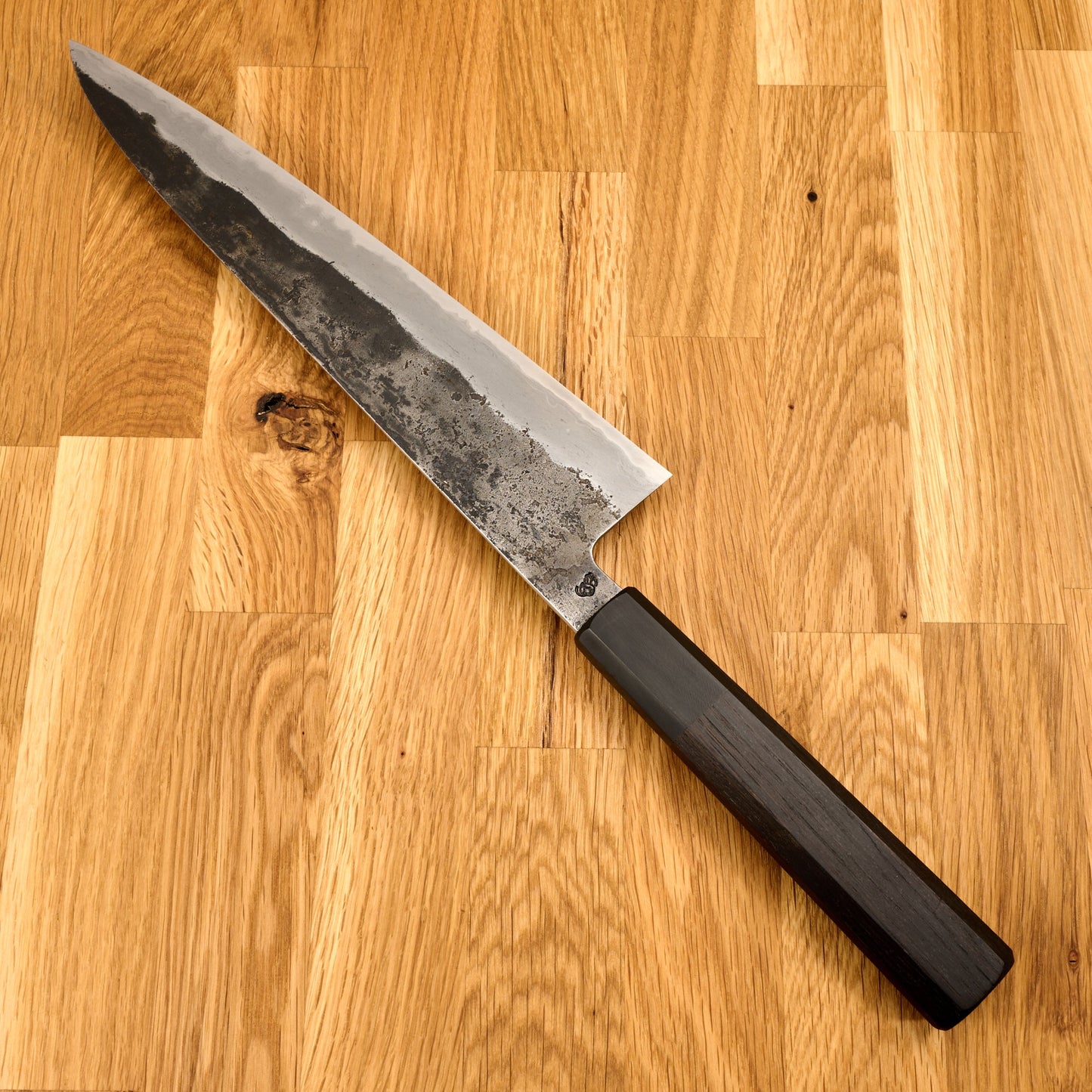 Gyuto 245mm Shirogami #1 Wrought Iron Clad Ku Kasumi – handle detail