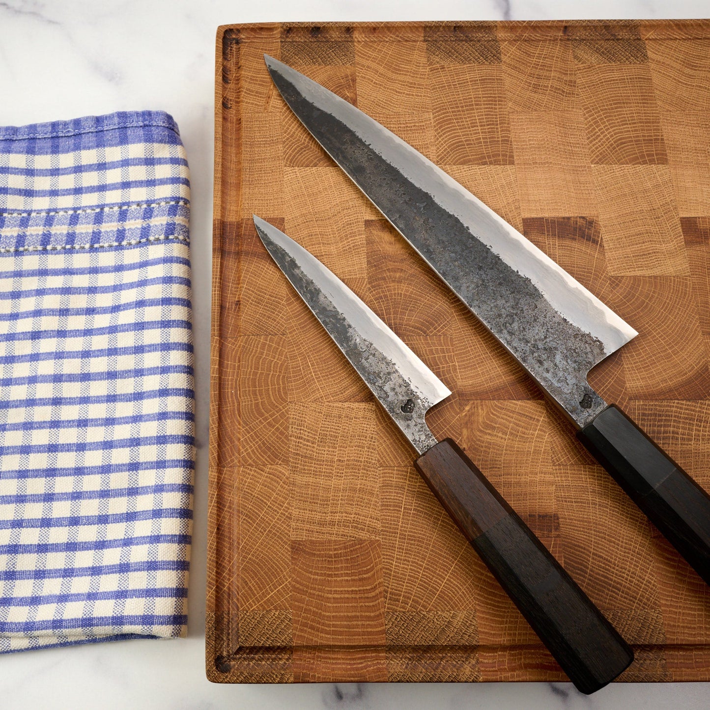 Gyuto 245mm & Petty 130mm Wrought Iron Clad Shirogami #1 – view 6