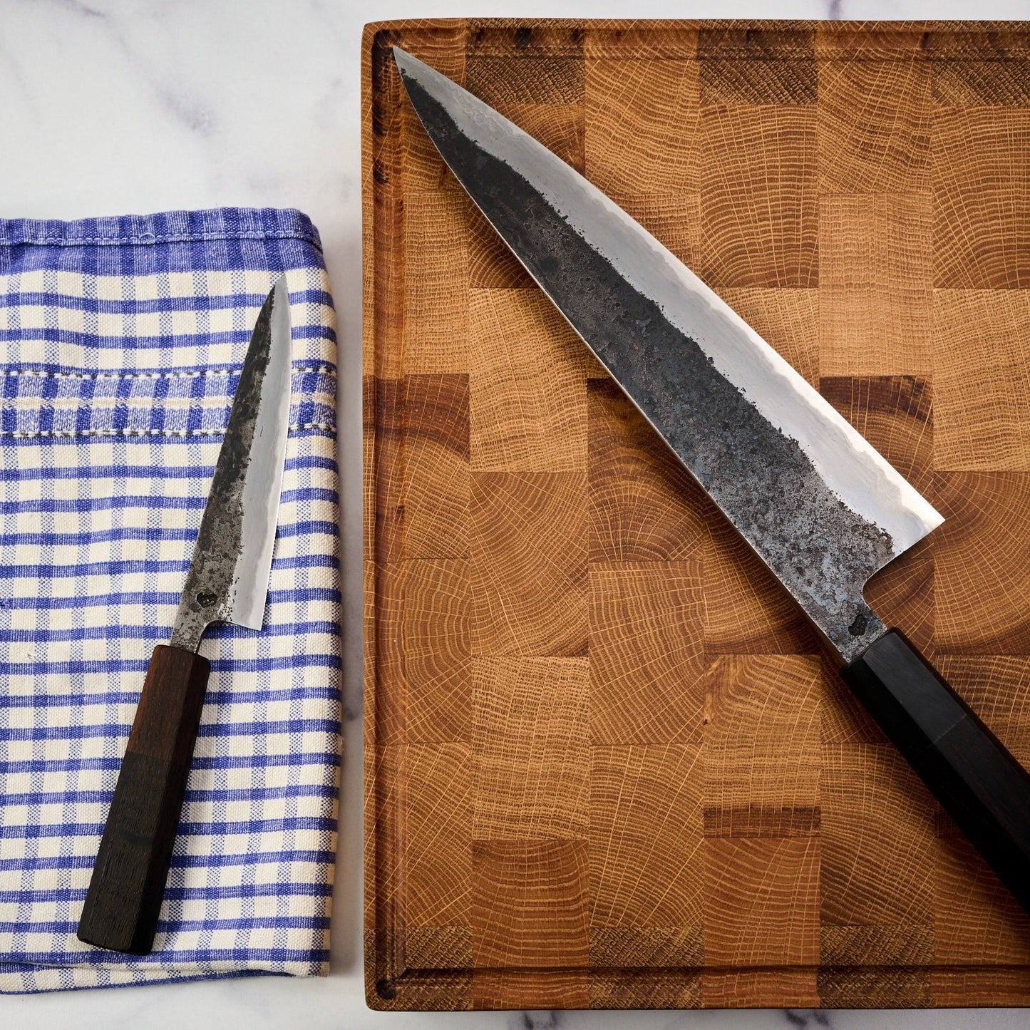 Gyuto 245mm & Petty 130mm Wrought Iron Clad Shirogami #1 – view 10