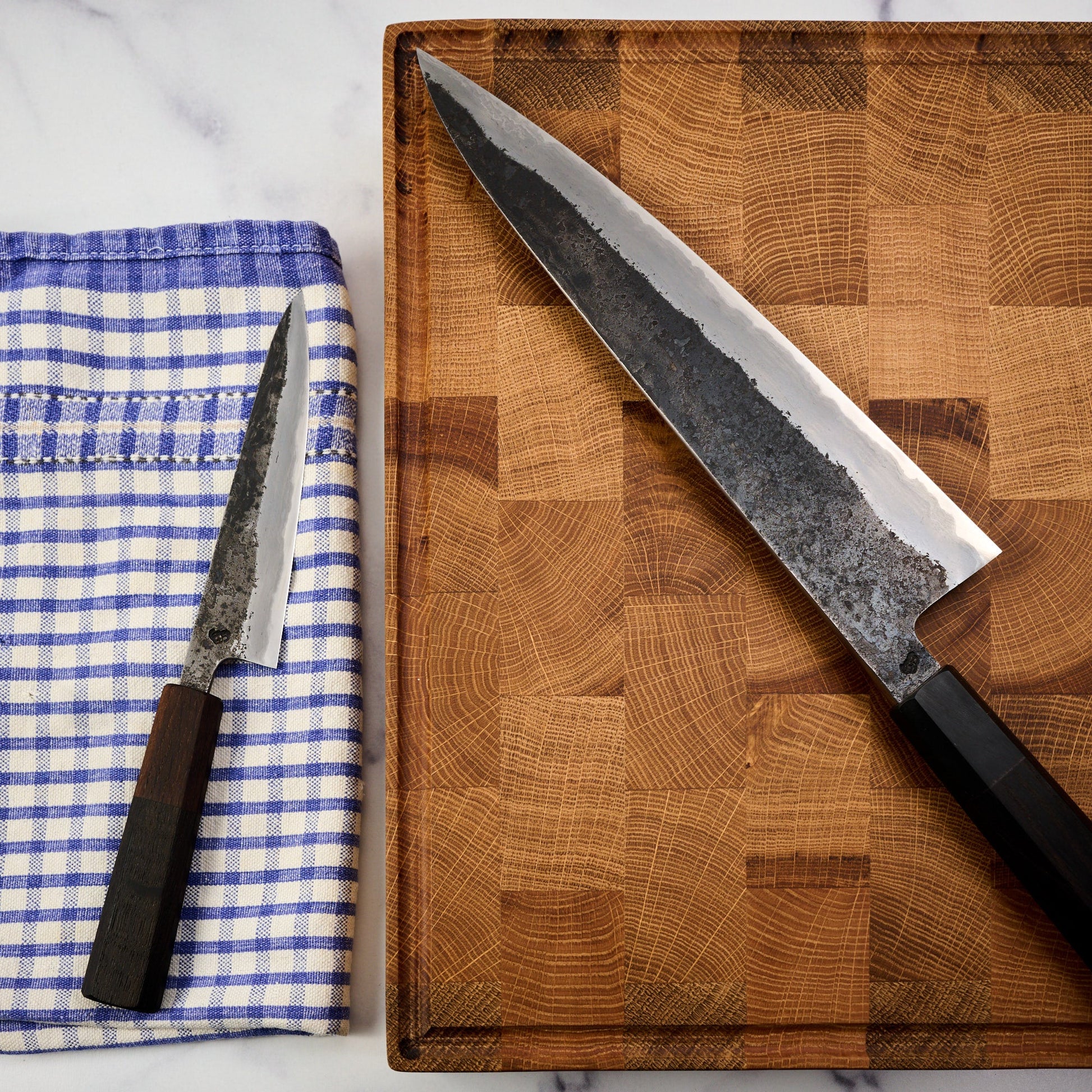 Gyuto 245mm & Petty 130mm Wrought Iron Clad Shirogami #1 – view 10