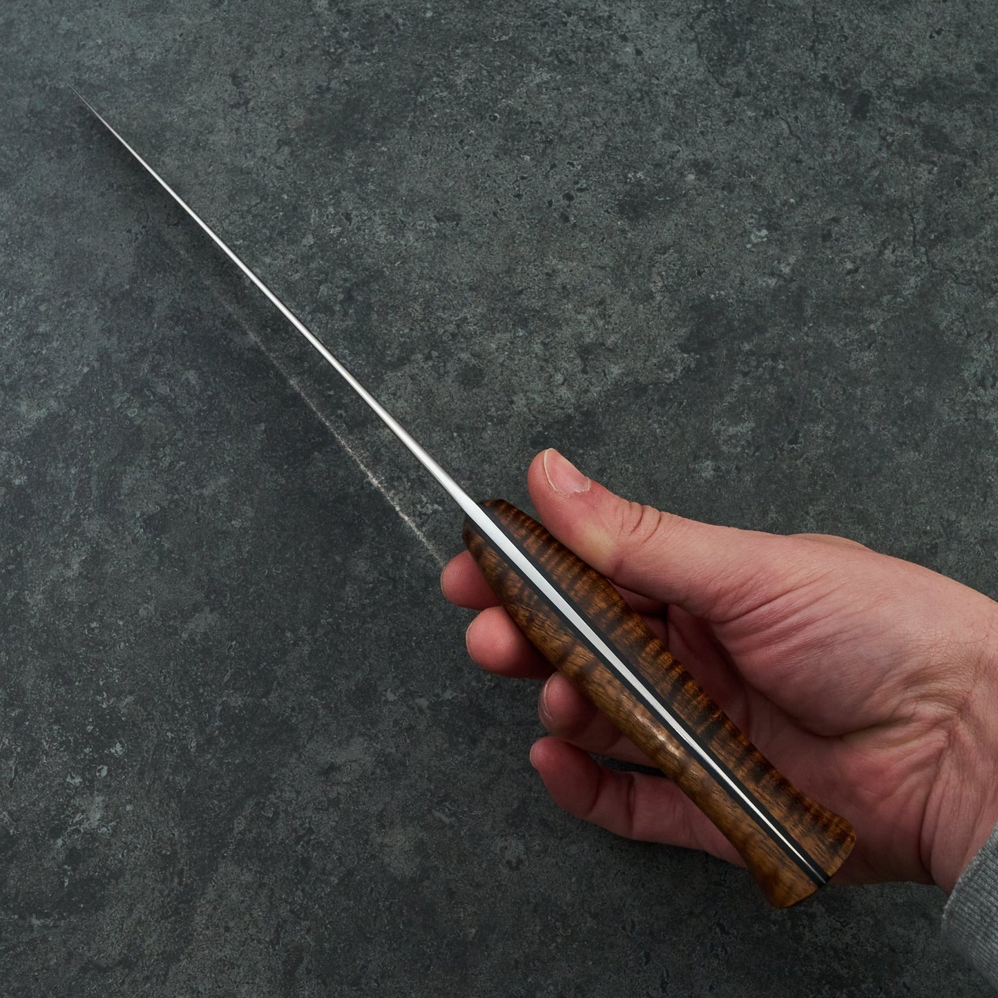 250mm Gyuto Asymmetrical B-Grind Koa – side profile