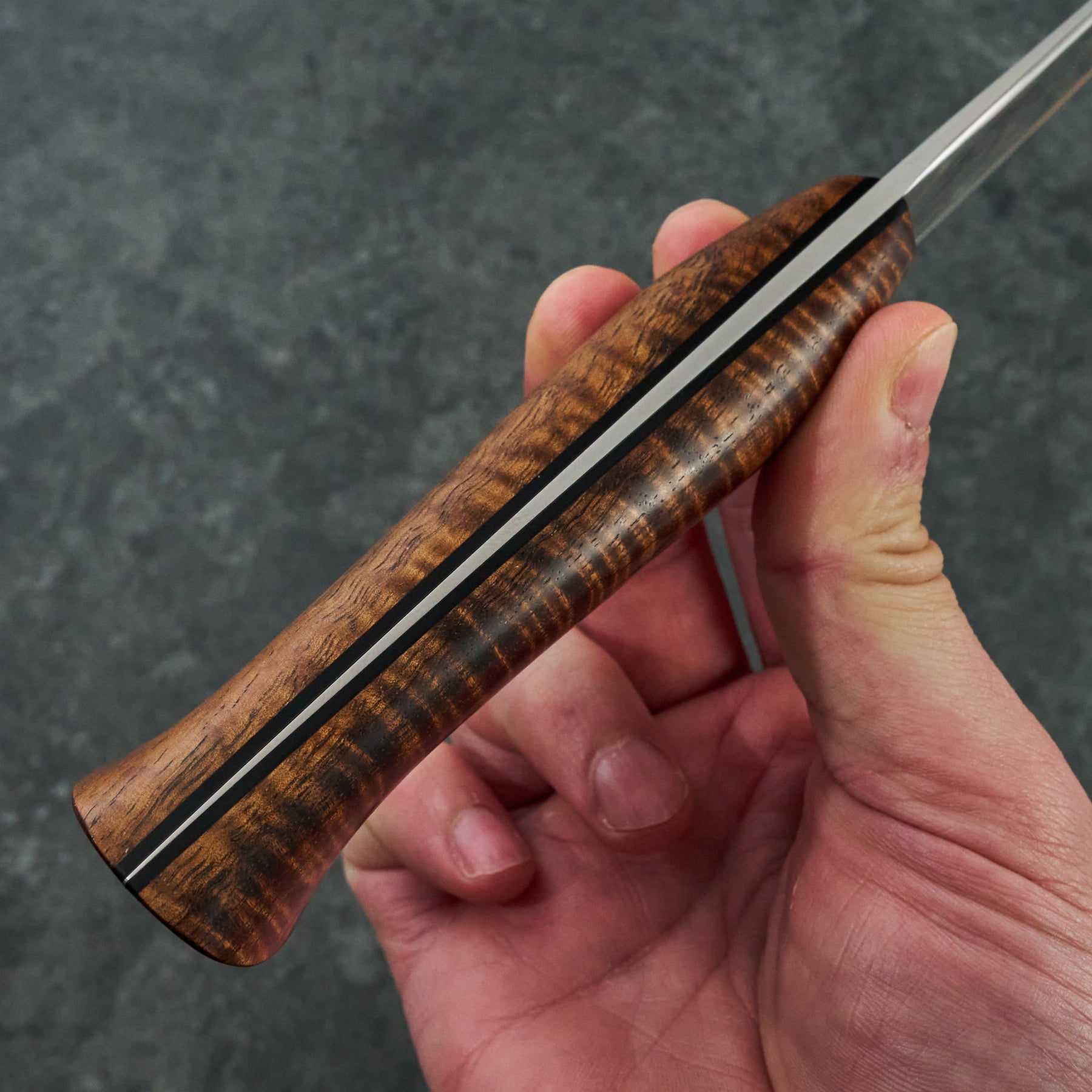 250mm Gyuto Asymmetrical B-Grind Koa – handle detail