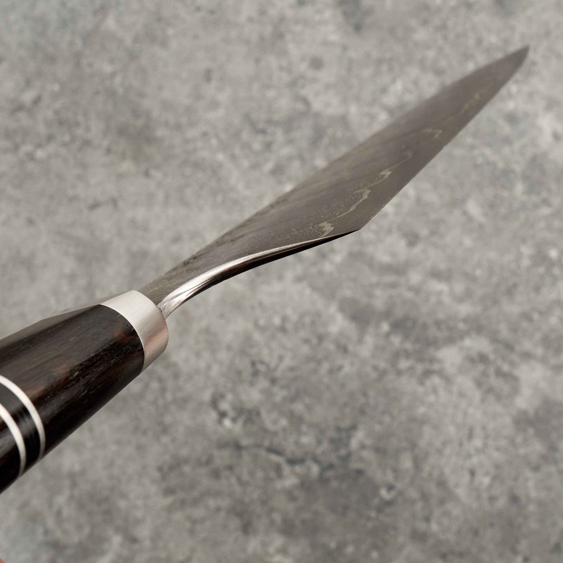 Gyuto 250mm Damascus Clad 1.2519 & Ancient Oak – blade close-up