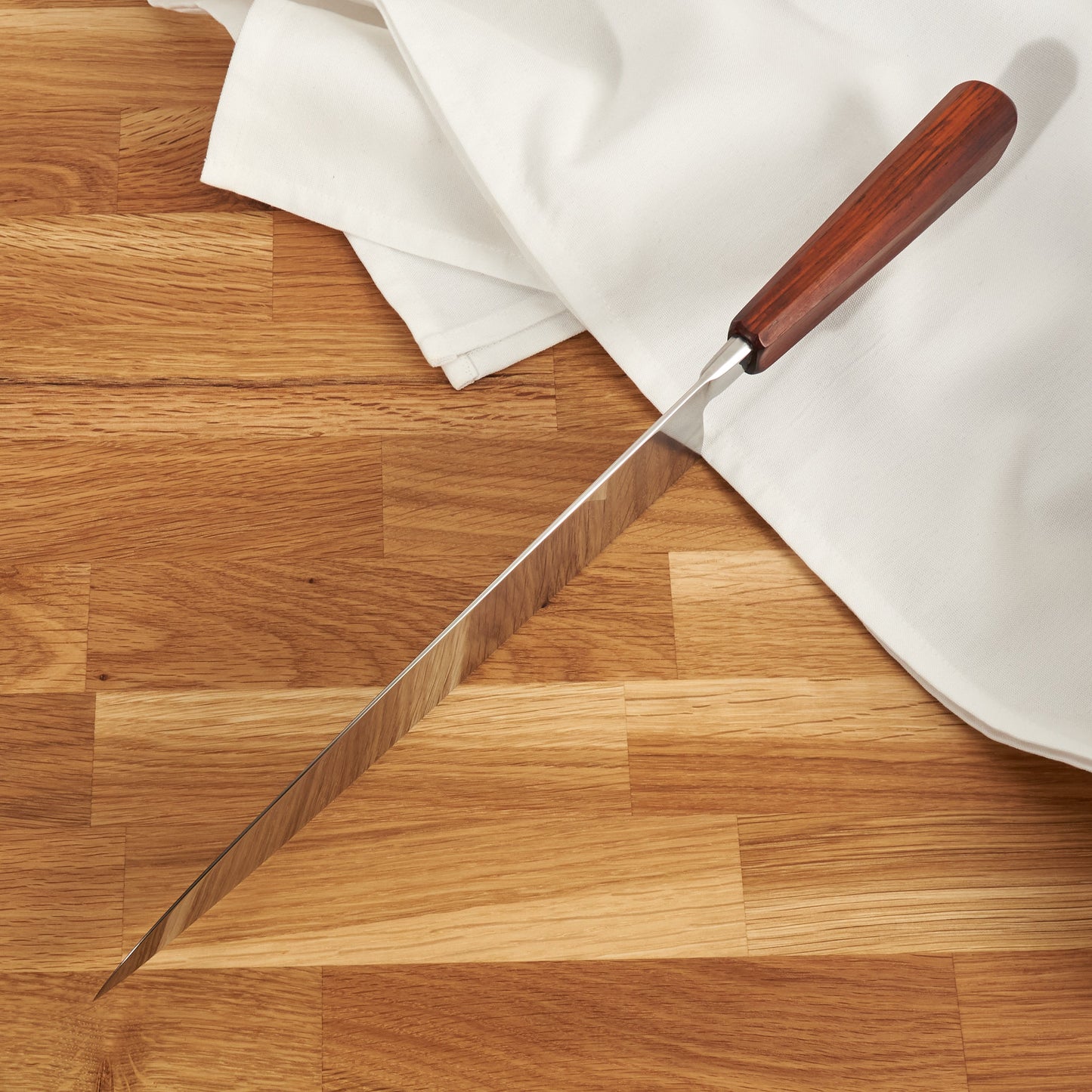 Gyuto 250mm Aogami #2 Honyaki Integral & Macassar Ebony – handle detail