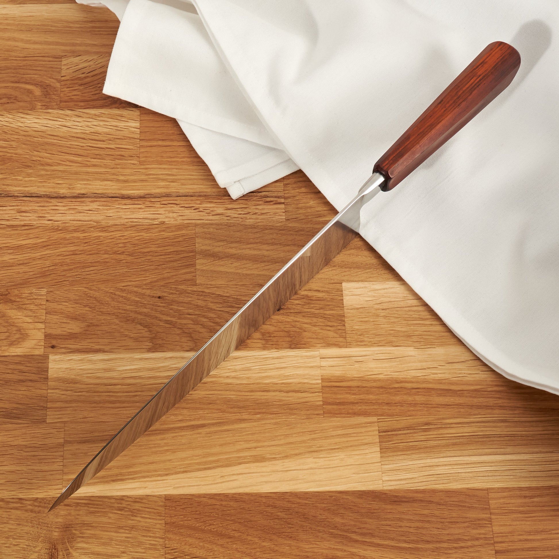 Gyuto 250mm Aogami #2 Honyaki Integral & Macassar Ebony – handle detail
