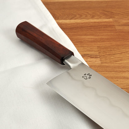 Gyuto 250mm Aogami #2 Honyaki Integral & Macassar Ebony – detail view