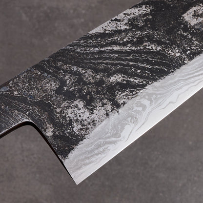 Gyuto 250mm Damascus Twist SanMai 135Cr3 Walnut & Stainless Steel – side profile