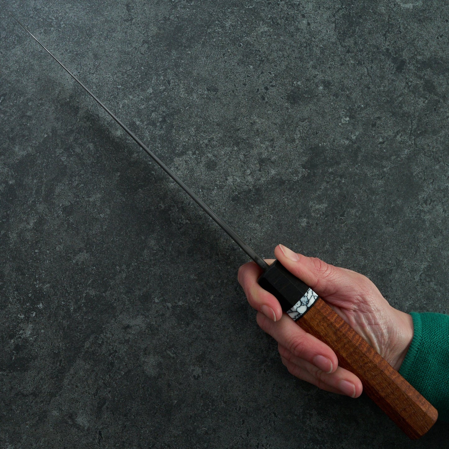 Gyuto 245mm SilverLine Tasmanian Blackwood, True Stone & Bog Oak – side profile