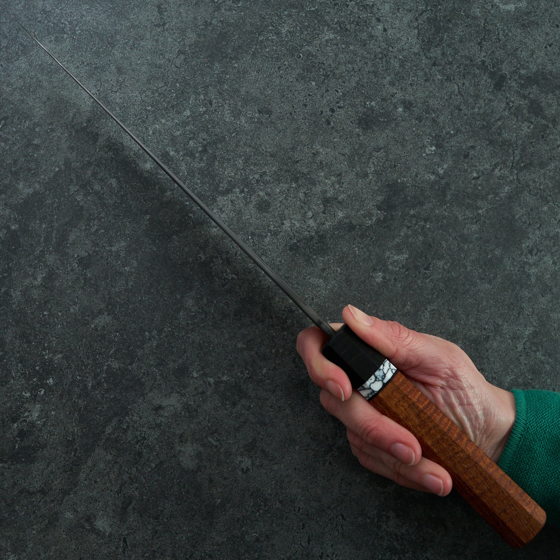 Gyuto 245mm SilverLine Tasmanian Blackwood, True Stone & Bog Oak – side profile