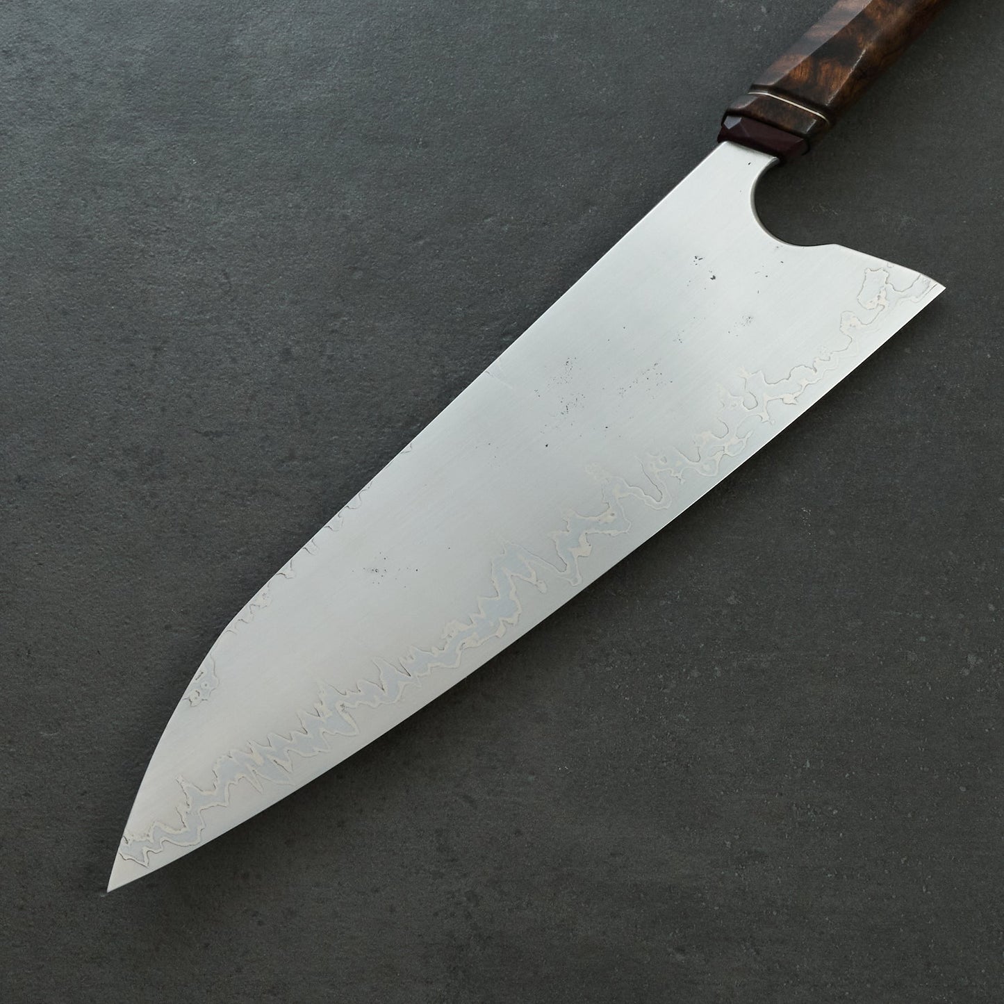 Gyuto 250mm 'Gleanntán' KuMai AEB-L, Ni, Spicy White, Ni, RWL34 – detail view