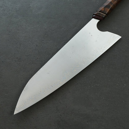 Gyuto 250mm 'Gleanntán' KuMai AEB-L, Ni, Spicy White, Ni, RWL34 – detail view