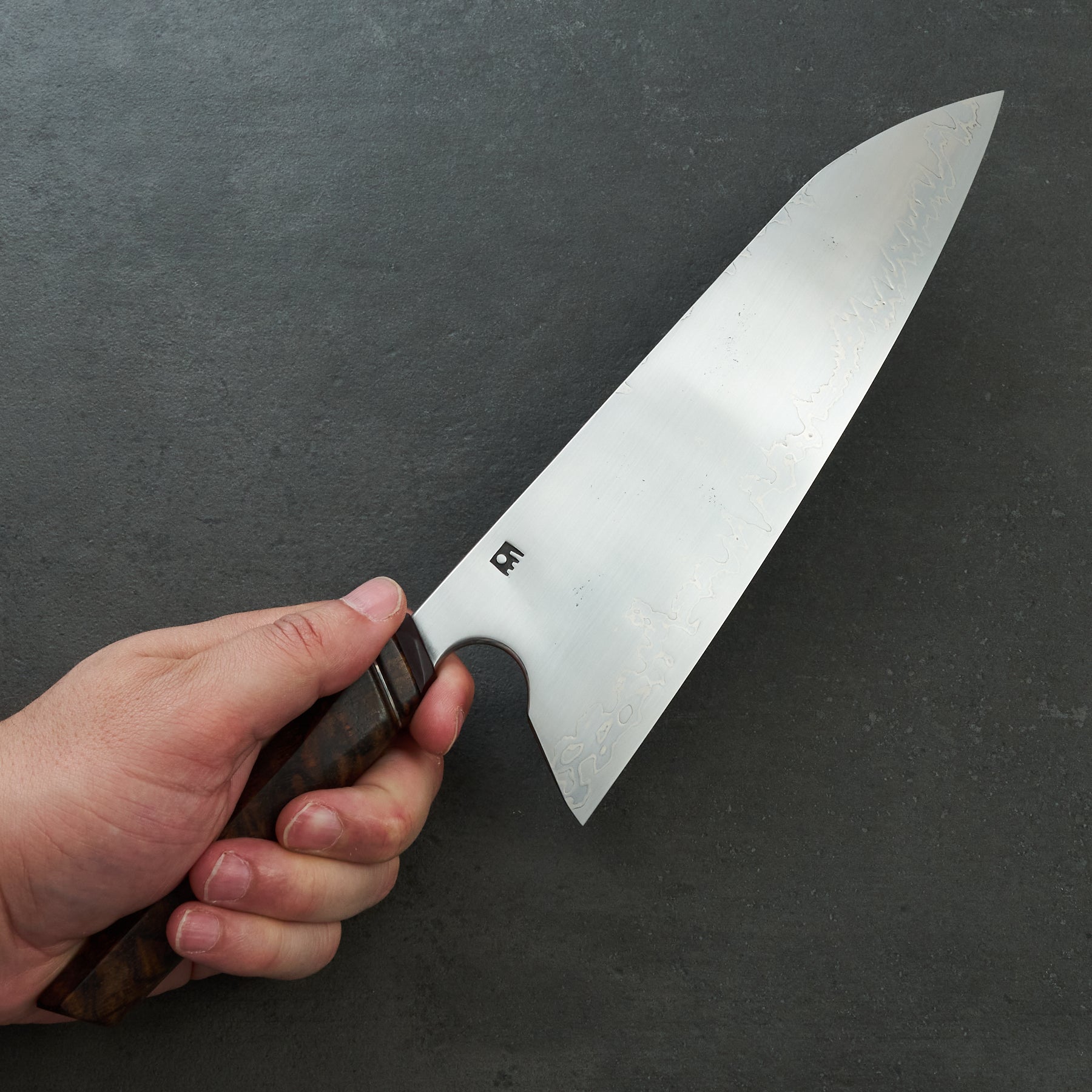 Gyuto 250mm 'Gleanntán' KuMai AEB-L, Ni, Spicy White, Ni, RWL34 – handle detail