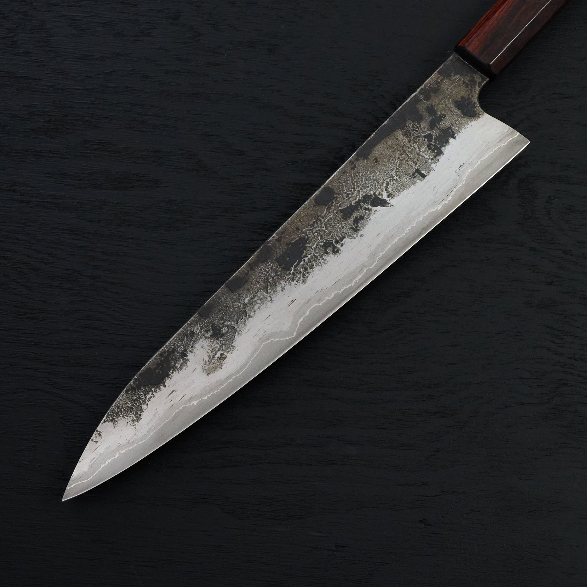 Gyuto 251mm GoMai Wrought Iron, Nickel, 52100 – handle detail