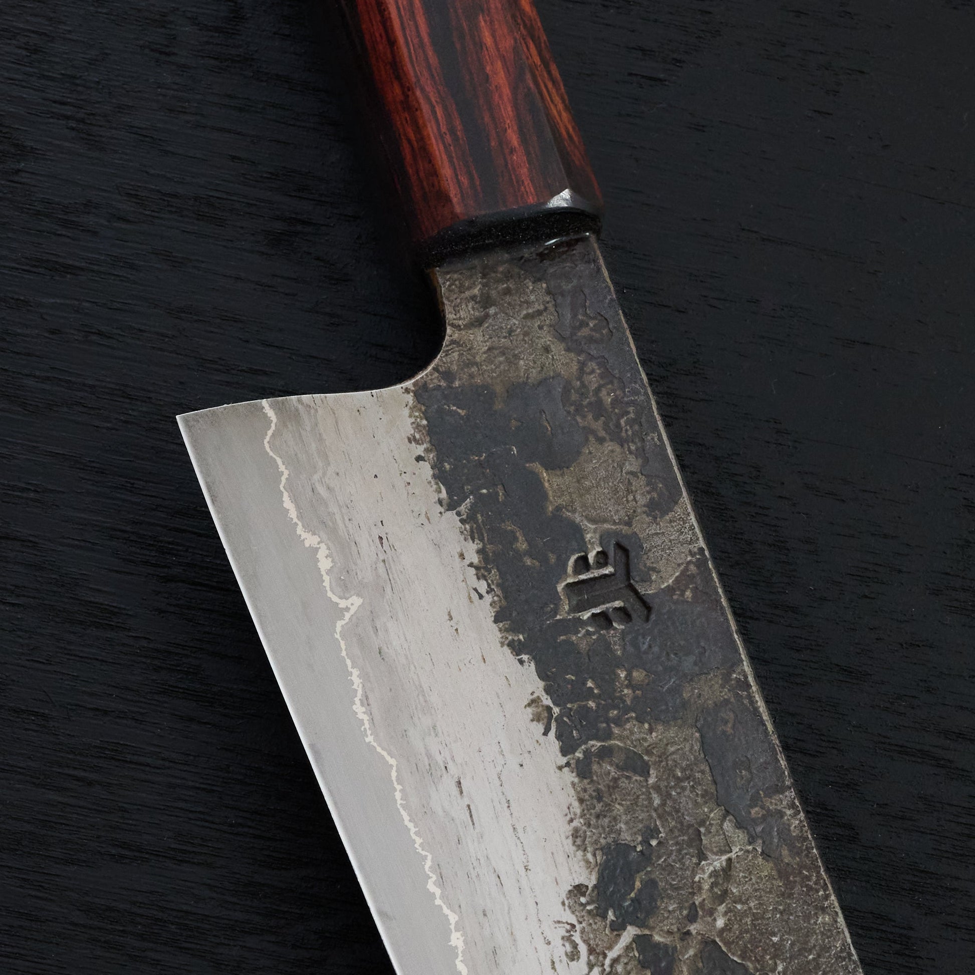 Gyuto 251mm GoMai Wrought Iron, Nickel, 52100 – detail view