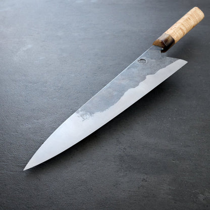 Gyuto 255mm Plain Forged KU Ash Masur Heirloom – side profile