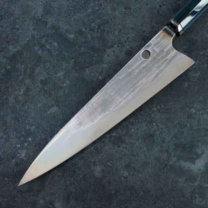 Gyuto 255mm Apex BO Wave Oil Slick Blue Ebonite – detail view