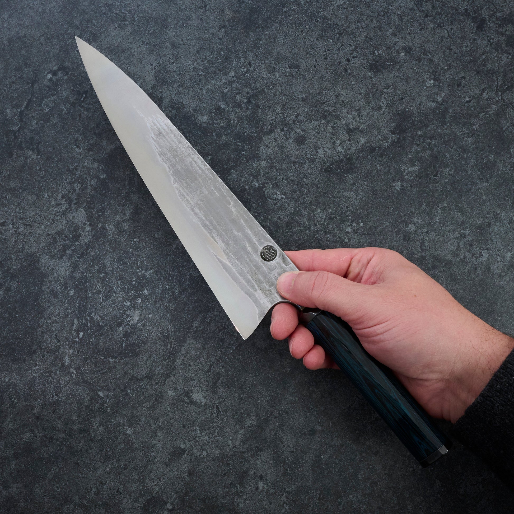 Gyuto 255mm Apex BO Wave Oil Slick Blue Ebonite – view 8