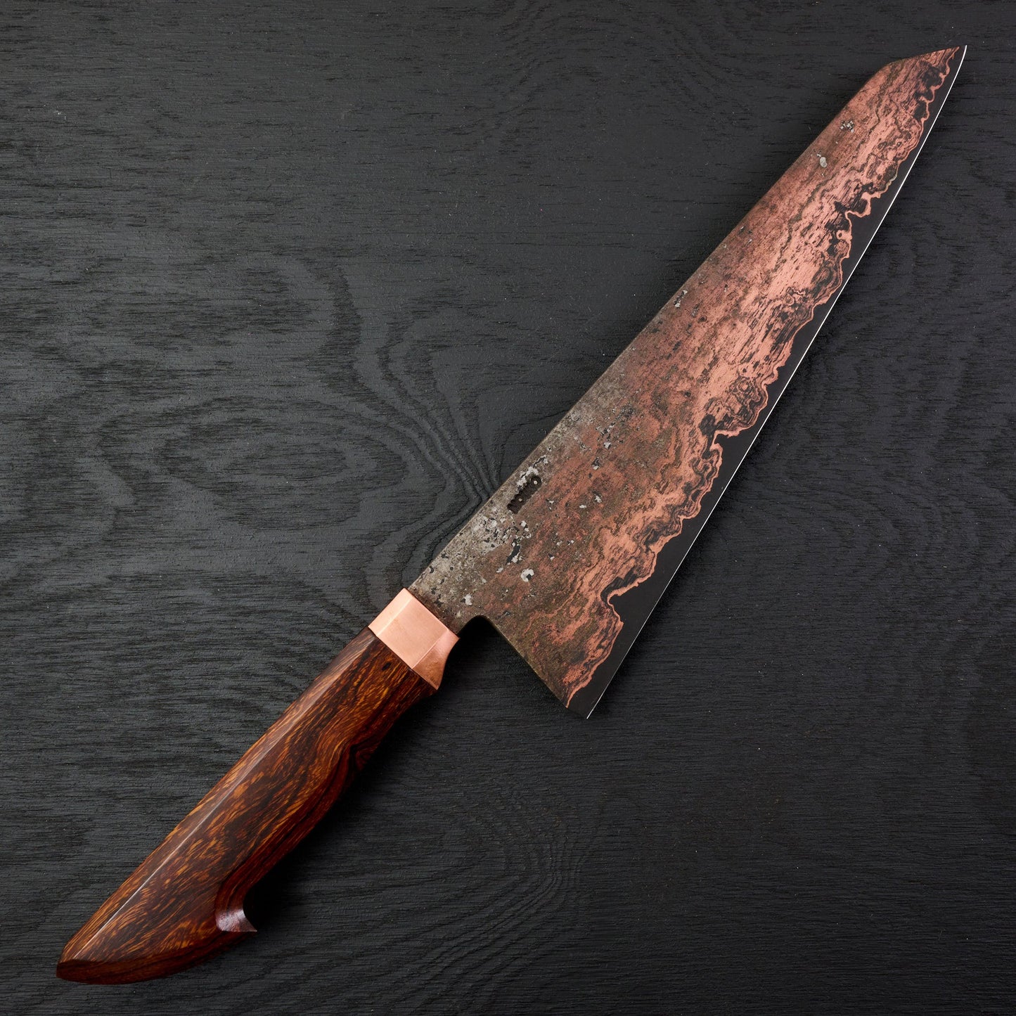 Gyuto 260mm Copper Etched Wrought SanMai SheffCut Core – detail view