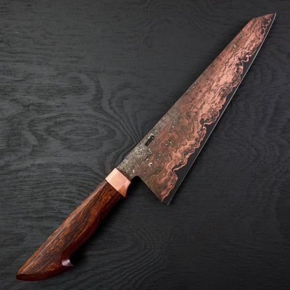 Gyuto 260mm Copper Etched Wrought SanMai SheffCut Core – detail view