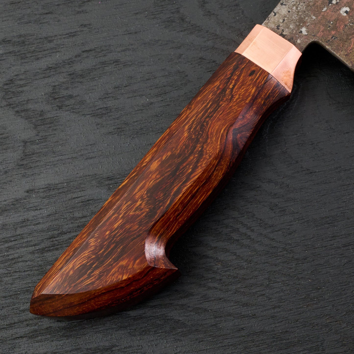 Gyuto 260mm Copper Etched Wrought SanMai SheffCut Core – handle detail