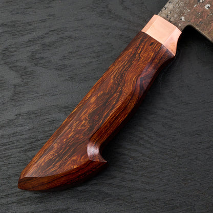 Gyuto 260mm Copper Etched Wrought SanMai SheffCut Core – handle detail