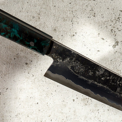 Gyuto 260mm Aogami Super Stainless Clad San Mai – blade close-up