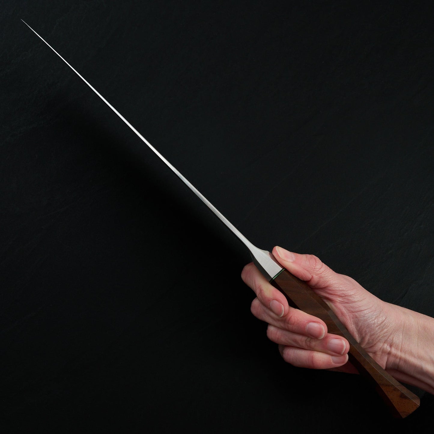 Gyuto 265mm AU Chicago Black Walnut G10 Integral – side profile