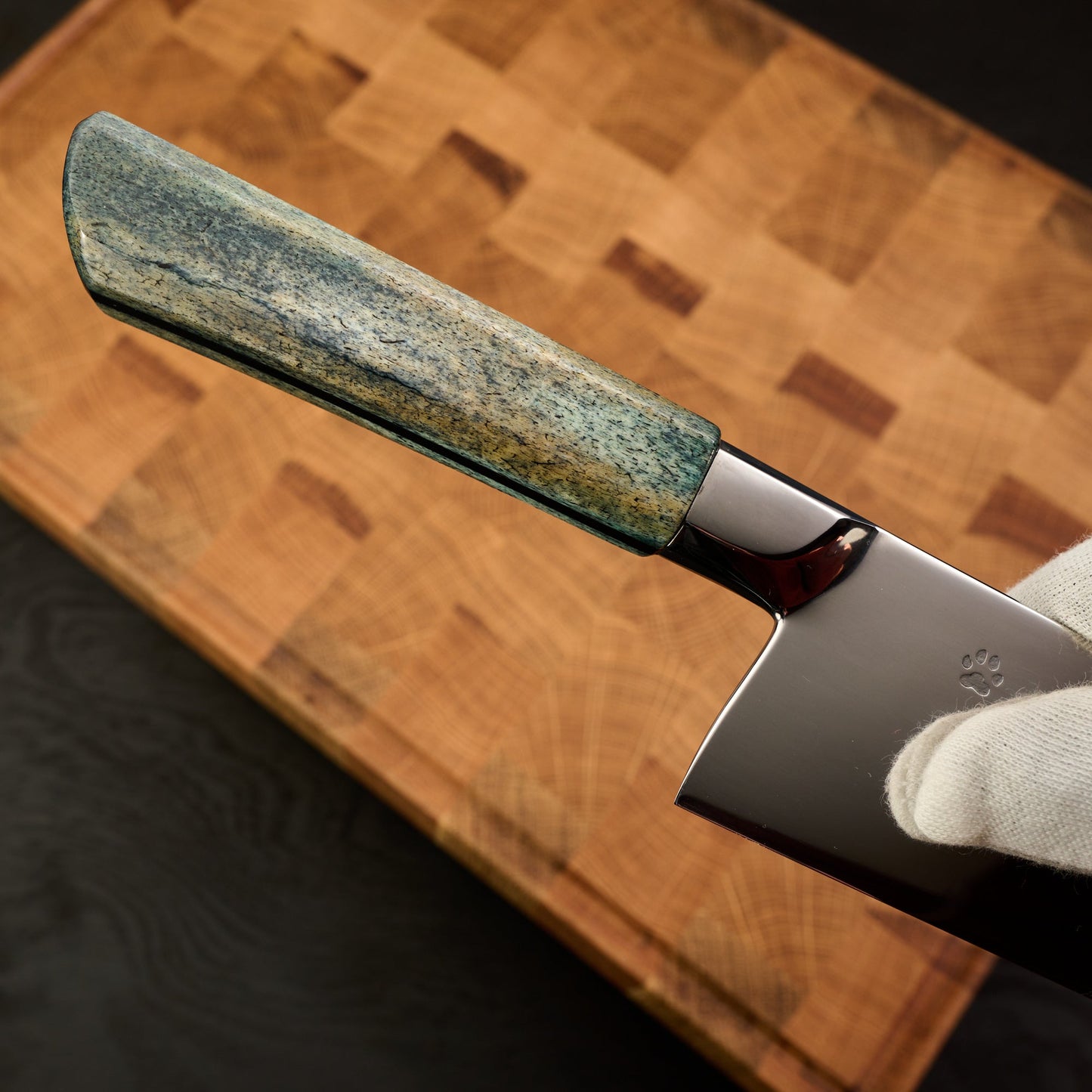Gyuto 270mm Full Mirror Polish Honyaki C105-W1 Integral Oosik & Ebony – side profile
