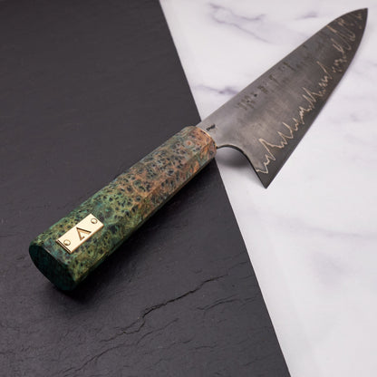 Gyuto 270mm Wrought Iron Clad 1.2419.05 'Organic Shimmer' – detail view