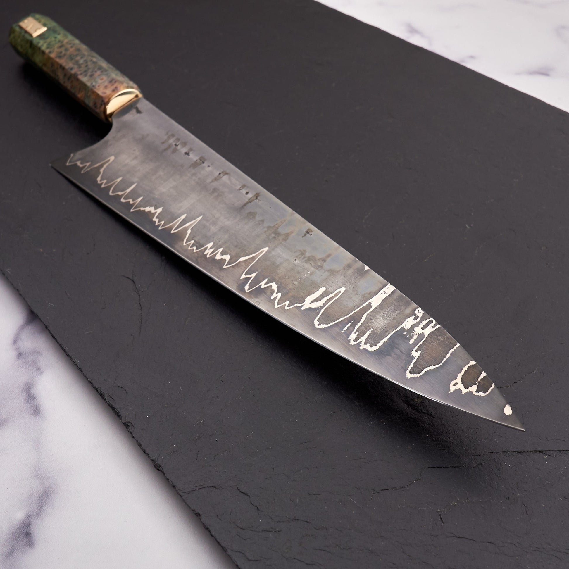 Gyuto 270mm Wrought Iron Clad 1.2419.05 'Organic Shimmer' – view 6