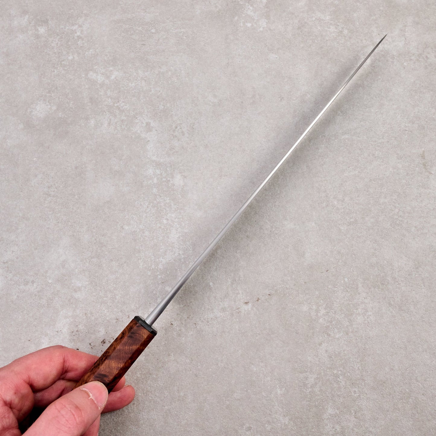 Gyuto 280mm SanMai Wrought, 135Cr3, Ku, Kasumi – handle detail