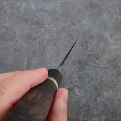 Gyuto 230mm GoMai Nickel Damascus with Walnut, Mammoth Molar & Bog Oak – blade close-up