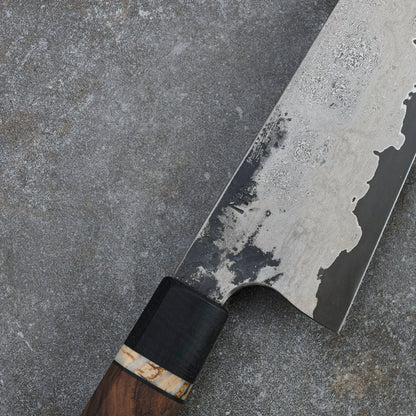 Gyuto 230mm GoMai Nickel Damascus with Walnut, Mammoth Molar & Bog Oak – view 7