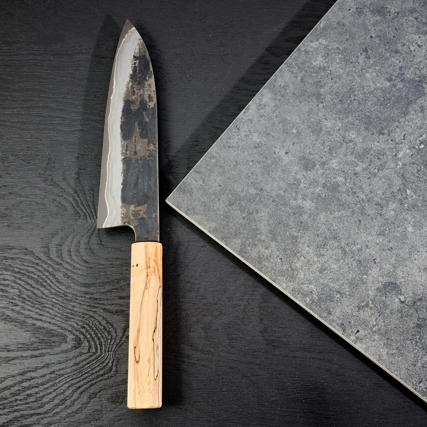 Gyuto 210mm GoMai Wrought Iron, Nickel, 52100 – detail view
