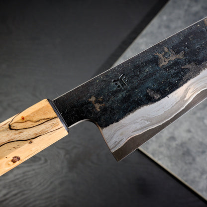 Gyuto 210mm GoMai Wrought Iron, Nickel, 52100 – side profile
