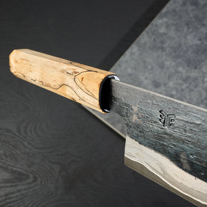 Gyuto 210mm GoMai Wrought Iron, Nickel, 52100 – blade close-up