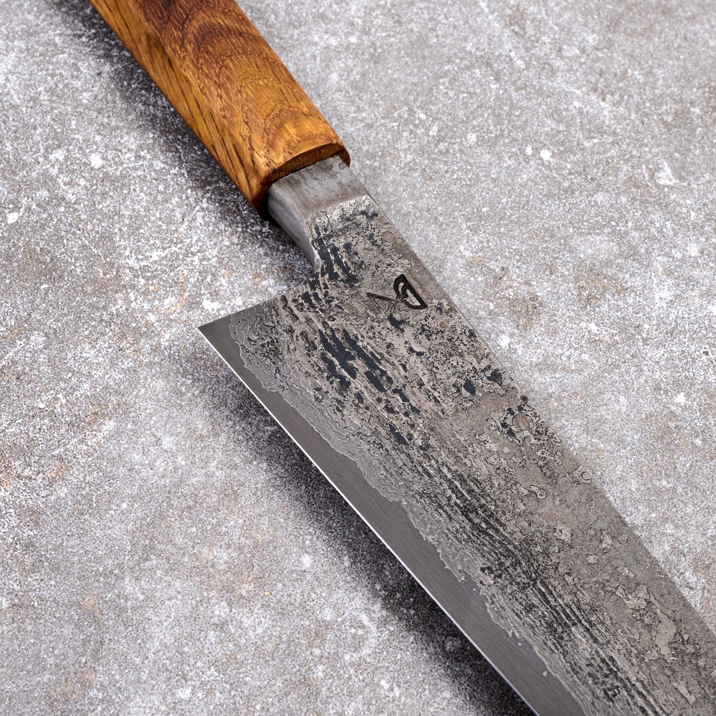 Gyuto 210mm SanMai Apex Ultra Saw Blade & Wagon Wheel Damascus Integral – side profile