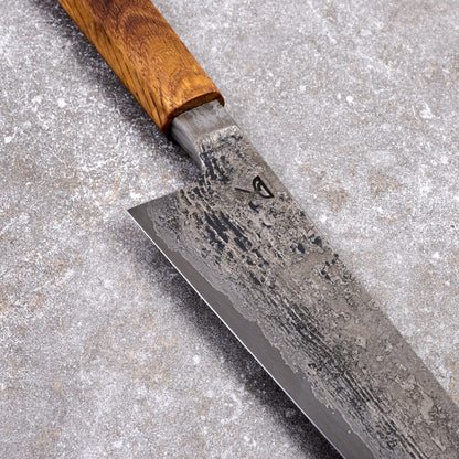 Gyuto 210mm SanMai Apex Ultra Saw Blade & Wagon Wheel Damascus Integral – side profile