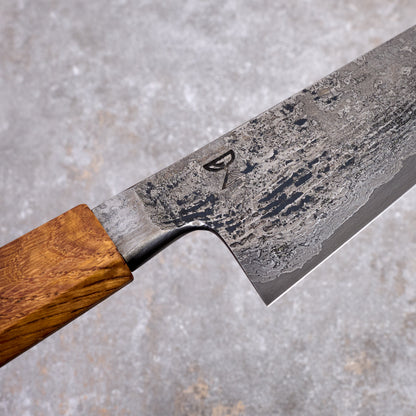 Gyuto 210mm SanMai Apex Ultra Saw Blade & Wagon Wheel Damascus Integral – handle detail