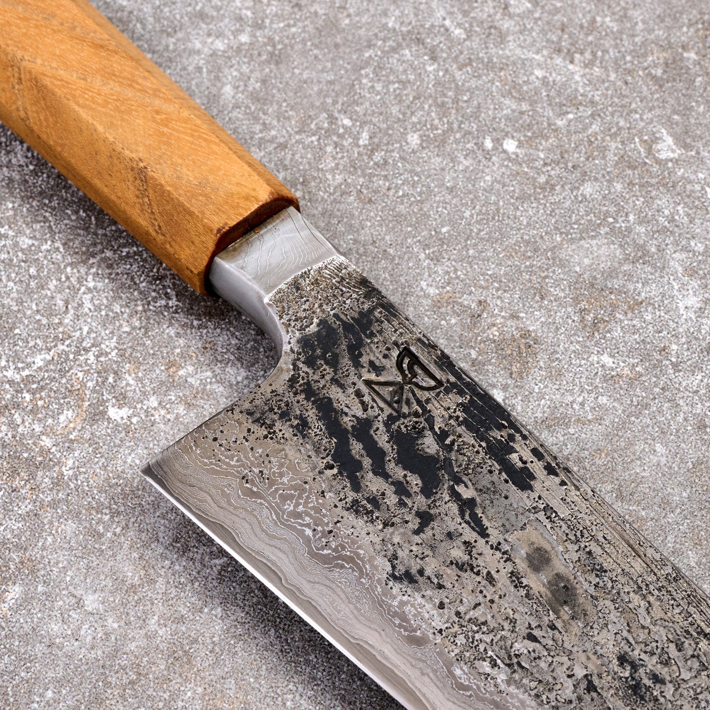 Gyuto 215mm SanMai Apex Ultra Saw Blade & Wagon Wheel Damascus Integral – side profile