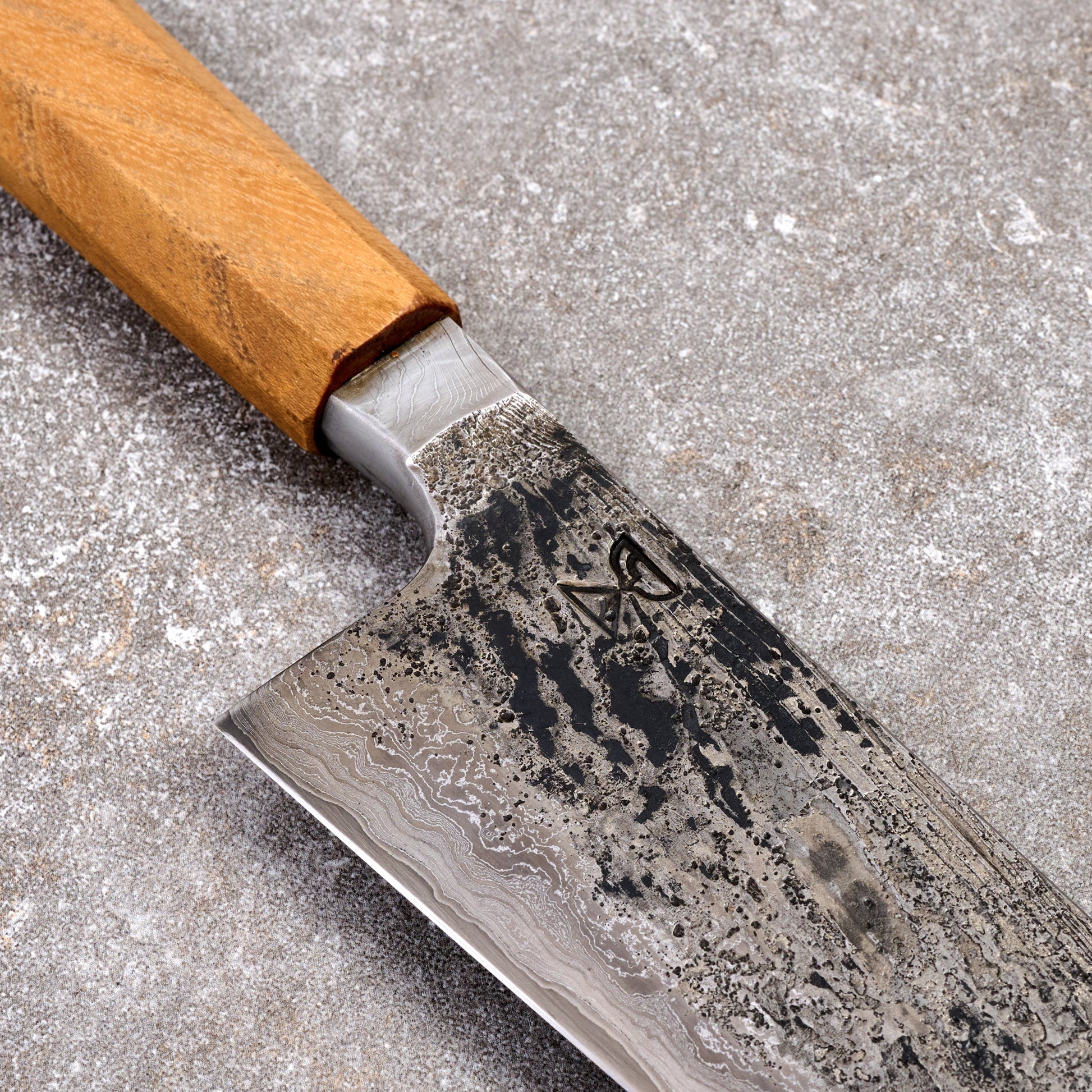 Gyuto 215mm SanMai Apex Ultra Saw Blade & Wagon Wheel Damascus Integral – side profile
