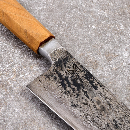 Gyuto 215mm SanMai Apex Ultra Saw Blade & Wagon Wheel Damascus Integral – side profile