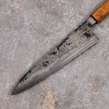 Gyuto 220mm SanMai Apex Ultra Saw Blade & Wagon Wheel Damascus Integral – detail view