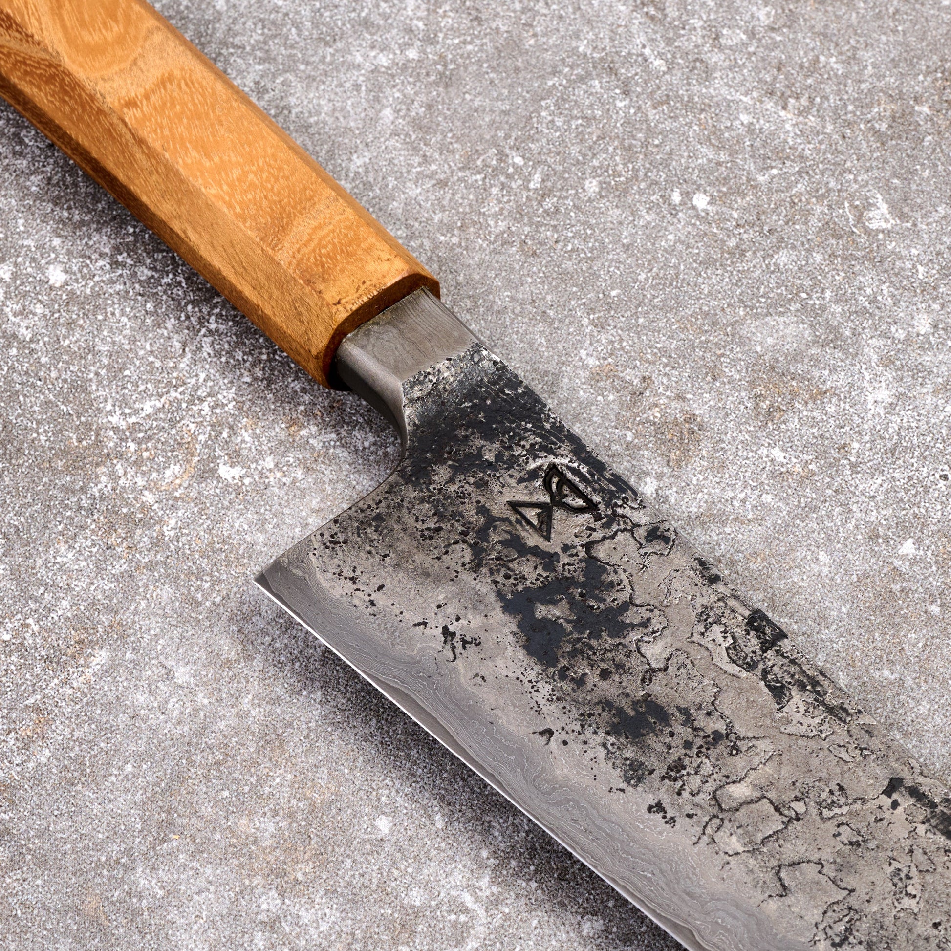 Gyuto 220mm SanMai Apex Ultra Saw Blade & Wagon Wheel Damascus Integral – side profile